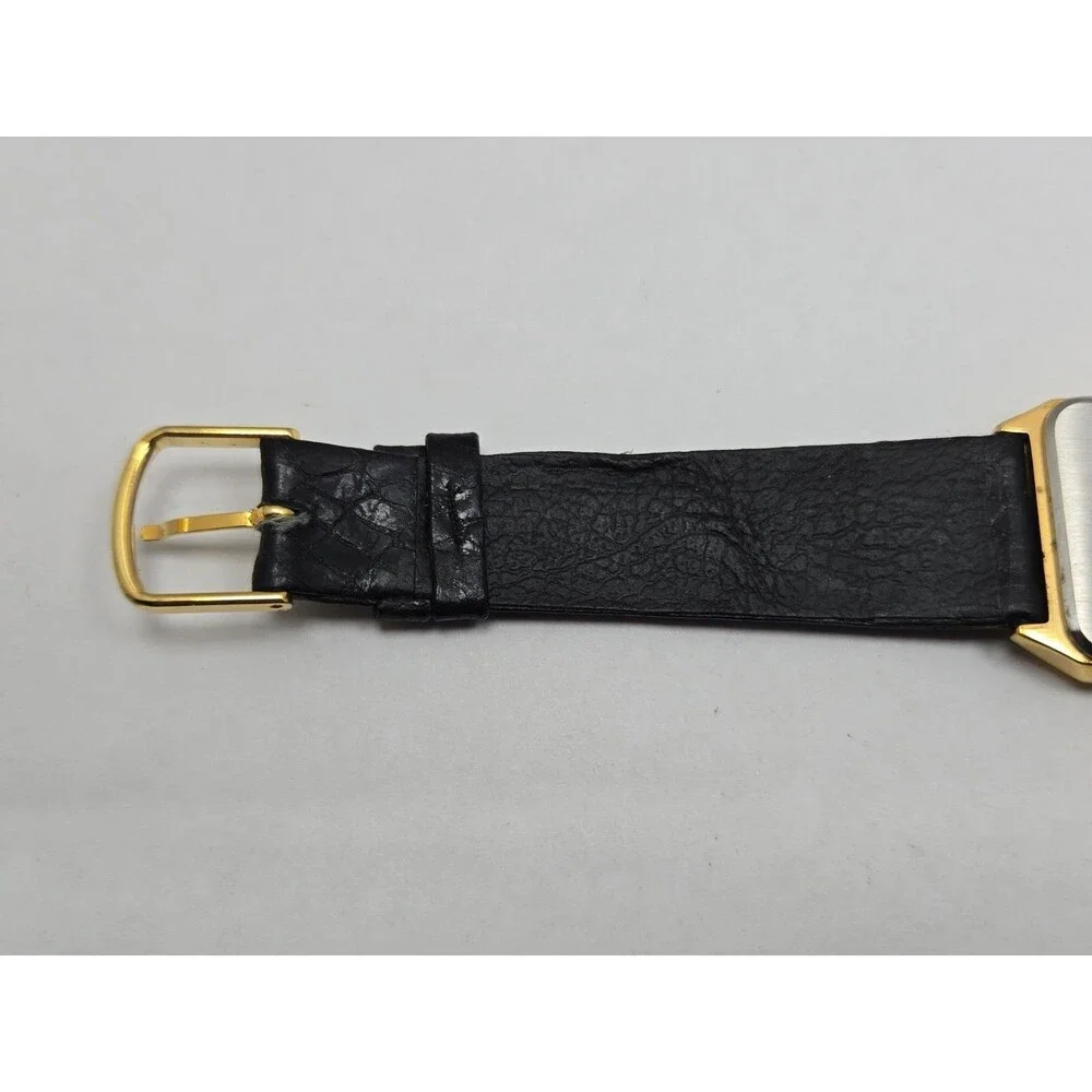 Vintage Jemis by Seiko 27mm Tank Dress Watch Black Dial Gold Tone New Battery